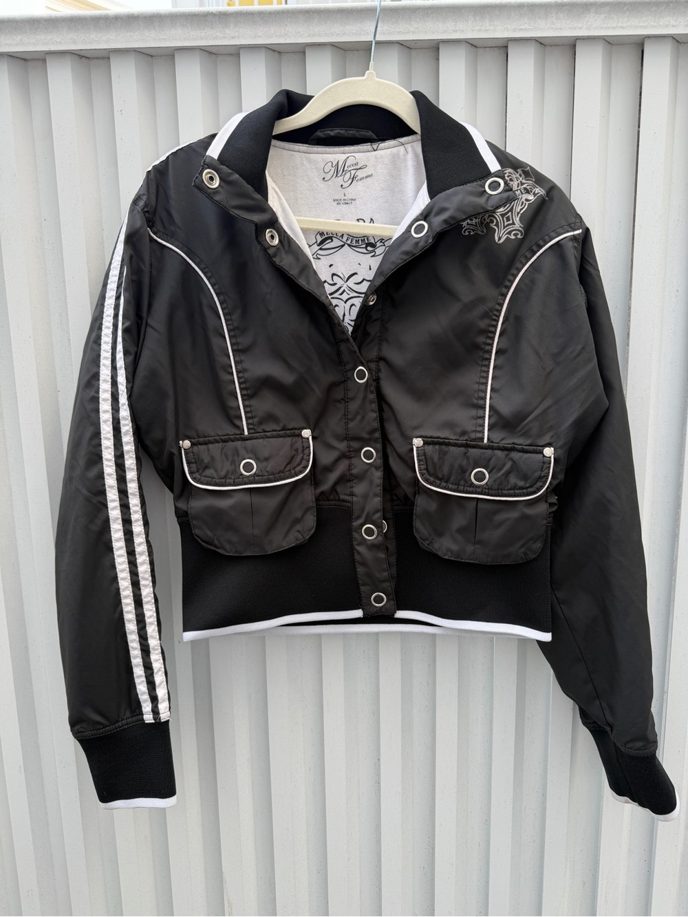 Vintage Y2K Mecca Femme Cropped Track Jacket L McBling Graphic